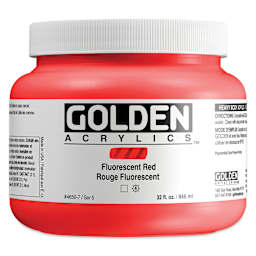 Golden Heavy Body Artist Acrylics - Fluorescent Red, 32 oz Jar