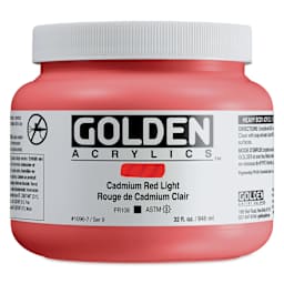 Golden Heavy Body Artist Acrylics - Cadmium Red Light, 32 oz Jar