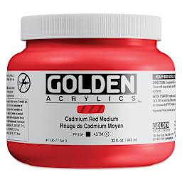 Golden Heavy Body Artist Acrylics - Cadmium Red Medium, 32 oz jar