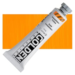 Golden Heavy Body Acrylic Paint - Isoindolinone Yellow, 59 ml Tube and swatch