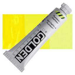 Golden Heavy Body Artist Acrylic - Fluorescent Chartreuse, 2 oz Tube and swatch