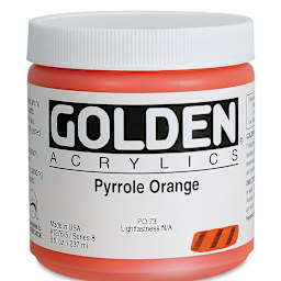 Golden Heavy Body Artist Acrylics - Pyrrole Orange, 8 oz jar