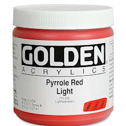 Golden Heavy Body Artist Acrylics - Pyrrole Red Light, 8 oz Jar