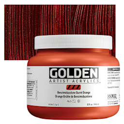 Golden Heavy Body Acrylic Paint - Benzimidazolone Burnt Orange, 946 ml Jar and swatch