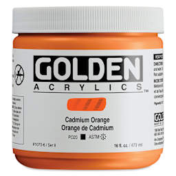 Golden Heavy Body Artist Acrylics - Cadmium Orange, 16 oz Jar
