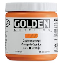Golden Heavy Body Artist Acrylics - Cadmium Orange, 8 oz Jar