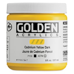 Golden Heavy Body Artist Acrylics - Cadmium Yellow Dark, 8 oz Jar