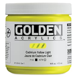 Golden Heavy Body Artist Acrylics - Cadmium Yellow Light, 16 oz Jar