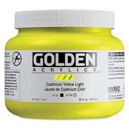 Golden Heavy Body Artist Acrylics - Cadmium Yellow Light, 32 oz Jar
