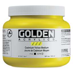 Golden Heavy Body Artist Acrylics - Cadmium Yellow Medium, 32 oz Jar