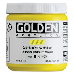 Golden Heavy Body Artist Acrylics - Cadmium Yellow Medium, 8 oz Jar