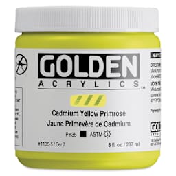 Golden Heavy Body Artist Acrylics - Cadmium Yellow Primrose, 8 oz Jar