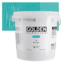 Golden Heavy Body Acrylic Paint - Teal, 128 oz Bucket and Swatch