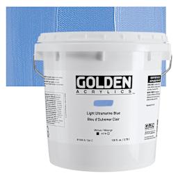 Golden Heavy Body Acrylic Paint - Light Ultramarine Blue, 3.78 L bucket and swatch