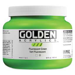 Golden Heavy Body Artist Acrylics - Fluorescent Green, 32 oz Jar