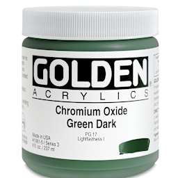 Golden Heavy Body Artist Acrylics - Chromium Oxide Green Dark, 8 oz Jar