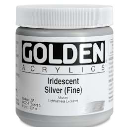Golden Heavy Body Artist Acrylics - Iridescent Silver (Fine), 8 oz jar