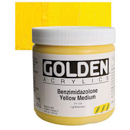 Golden Heavy Body Artist Acrylic - Benzimidazolone Yellow Medium, 16 oz and swatch
