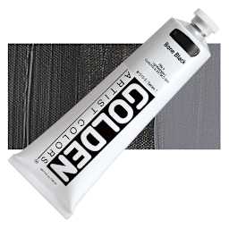 Golden Heavy Body Artist Acrylic - Bone Black, 5 oz Tube and swatch