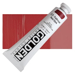 Golden Heavy Body Artist Acrylic - Cadmium Red Dark, 2 oz Tube and swatch