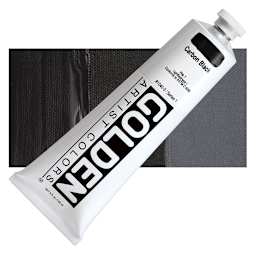 Golden Heavy Body Artist Acrylic - Carbon Black, 5 oz Tube and swatch