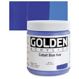 Golden Heavy Body Artist Acrylic - Cobalt Blue Hue, 8 oz Jar and swatch