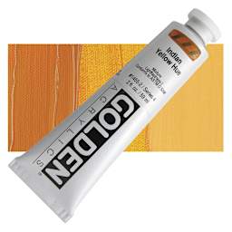 Golden Heavy Body Artist Acrylic - Indian Yellow Hue, 2 oz Tube and swatch