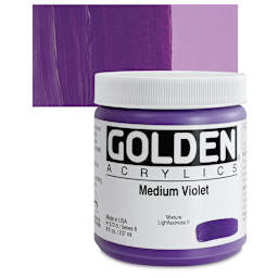 Golden Heavy Body Artist Acrylic - Medium Violet, 8 oz Jar and swatch