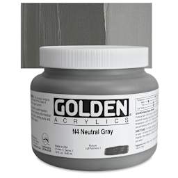 Golden Heavy Body Artist Acrylic - Neutral Gray N4, 32 oz Jar and swatch