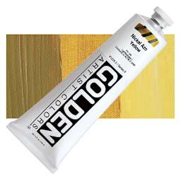 Golden Heavy Body Artist Acrylic - Nickel Azo Yellow, 5 oz tube and swatch