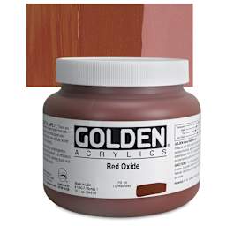 Golden Heavy Body Artist Acrylic - Red Oxide, 32 oz Jar and swatch