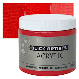 Blick Artists' Acrylic - Cadmium Red Medium Hue, 16 oz jar and swatch
