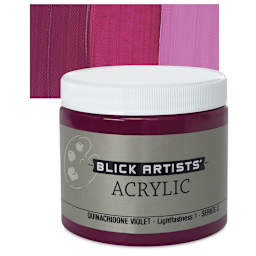 Blick Artists' Acrylic - Quinacridone Violet, 16 oz jar and swatch