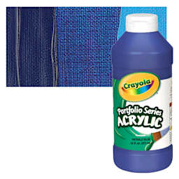 Crayola Portfolio Series Acrylic - Phthalo Blue, 16 oz bottle and swatch