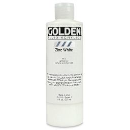 Golden Fluid Acrylics - Zinc White, 8 oz bottle