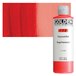 Golden Fluid Acrylic - Fluorescent Red, 8 oz Bottle and swatch