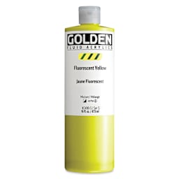 Golden Fluid Acrylic - Fluorescent Yellow, 16 oz Bottle