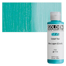 Golden Fluid Acrylics - Cobalt Teal, 4 oz bottle and swatch