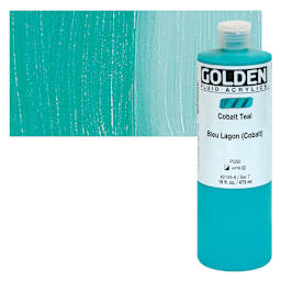 Golden Fluid Acrylics - Cobalt Teal, 16 oz bottle and swatch