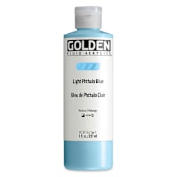 Golden Fluid Acrylic - Light Phthalo Blue, 8 oz Bottle