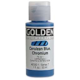 Golden Fluid Acrylics - Cerulean Blue Chromium, 1 oz bottle
