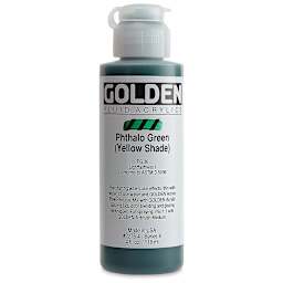 Golden Fluid Acrylics - Phthalo Green (Yellow Shade), 4 oz bottle