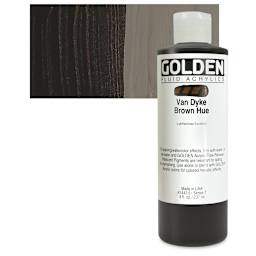 Golden Fluid Acrylic - Van Dyke Brown Historical Hue, 8 oz bottle and swatch