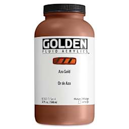Golden Fluid Acrylic - Azo Gold, 32 oz bottle