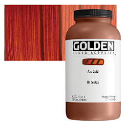 Golden Fluid Acrylic - Azo Gold, 32 oz bottle and swatch