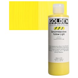 Golden Fluid Acrylic - Benzimidazolone Yellow Light, 8 oz bottle and swatch