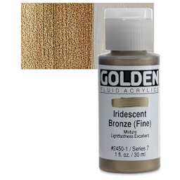 Golden Fluid Acrylic - Iridescent Bronze (Fine), 1 oz bottle and swatch