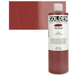 Golden Fluid Acrylic - Red Oxide, 16 oz bottle and swatch