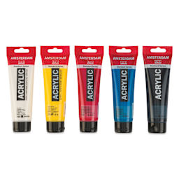 Amsterdam Standard Series Acrylics - Set of 5, Primary Colors, 120 ml Tubes set contents
