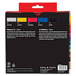 Amsterdam Standard Series Acrylics - Set of 5, Primary Colors, 120 ml Tubes back of package